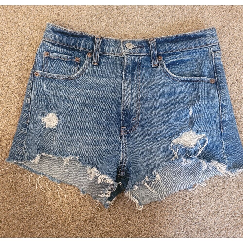 Abercrombie & Fitch Mom Shorts Women's 27 High Rise Distressed Cutoff Denim